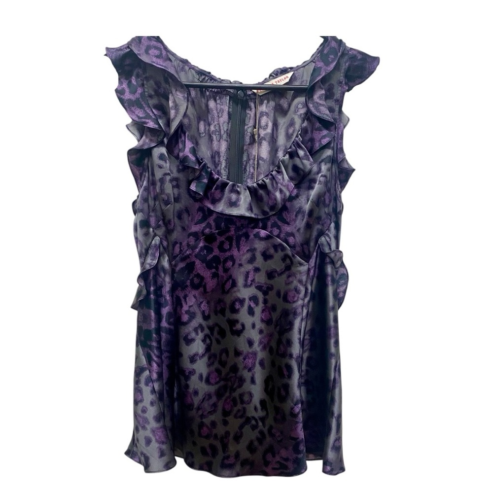 Rebecca Taylor Ruffled Purple Sleeveless Blouse